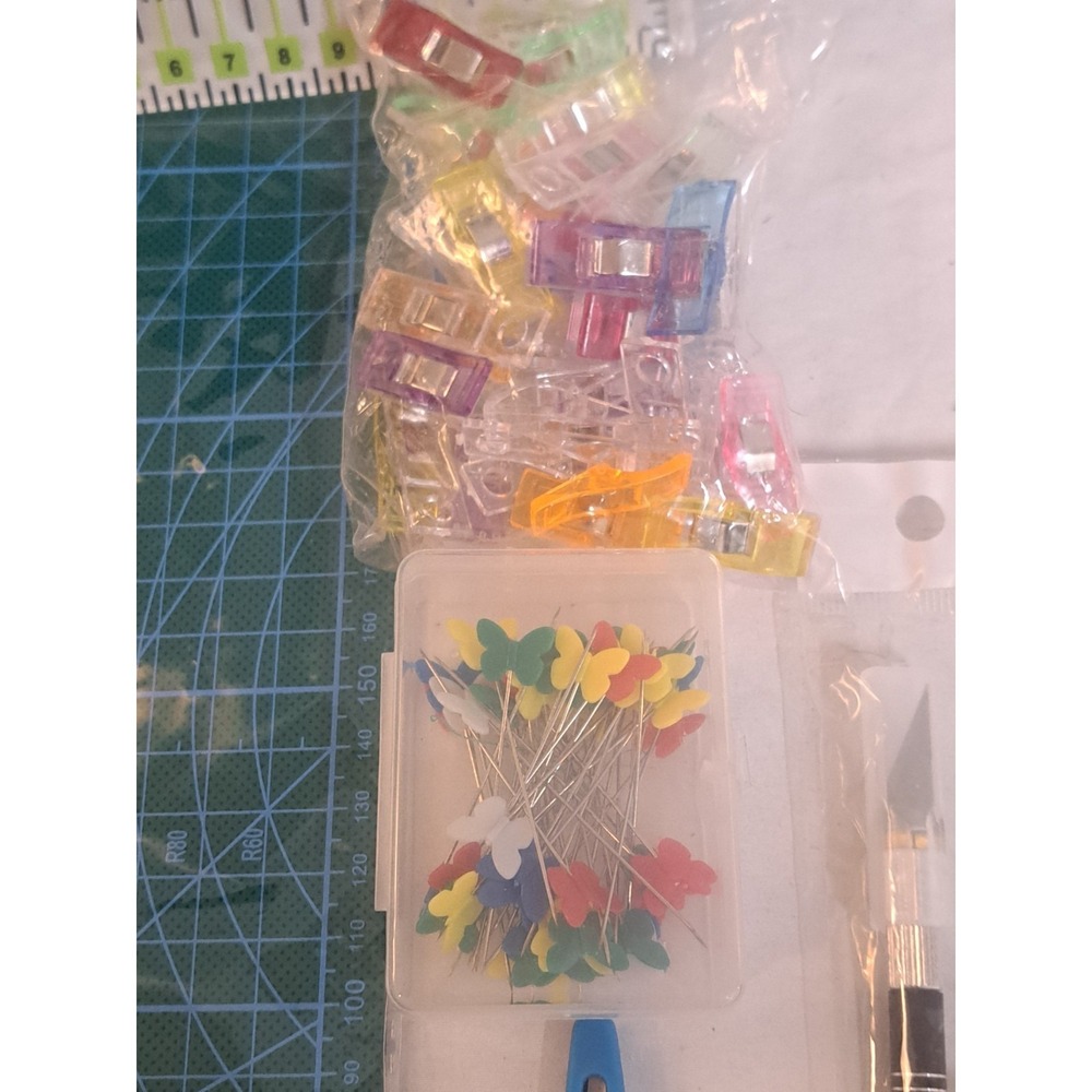 Sewing & Craft Cutting Kit Mat Rotary Cutter Ruler Clips Scissors Set All New - Picture 2 of 11